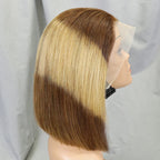 200% Density Bob Straight Human Hair 13x4 Transparent Lace Frontal Human Hair Wigs 100% Human Hair Ginger 99J Colored Wig