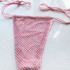 Conjunto de bikini sexy para mujer Traje de baño de lujo con pedrería brillante plateada Cristales y diamantes Traje de baño Halter Push Up Vendaje Ropa de playa