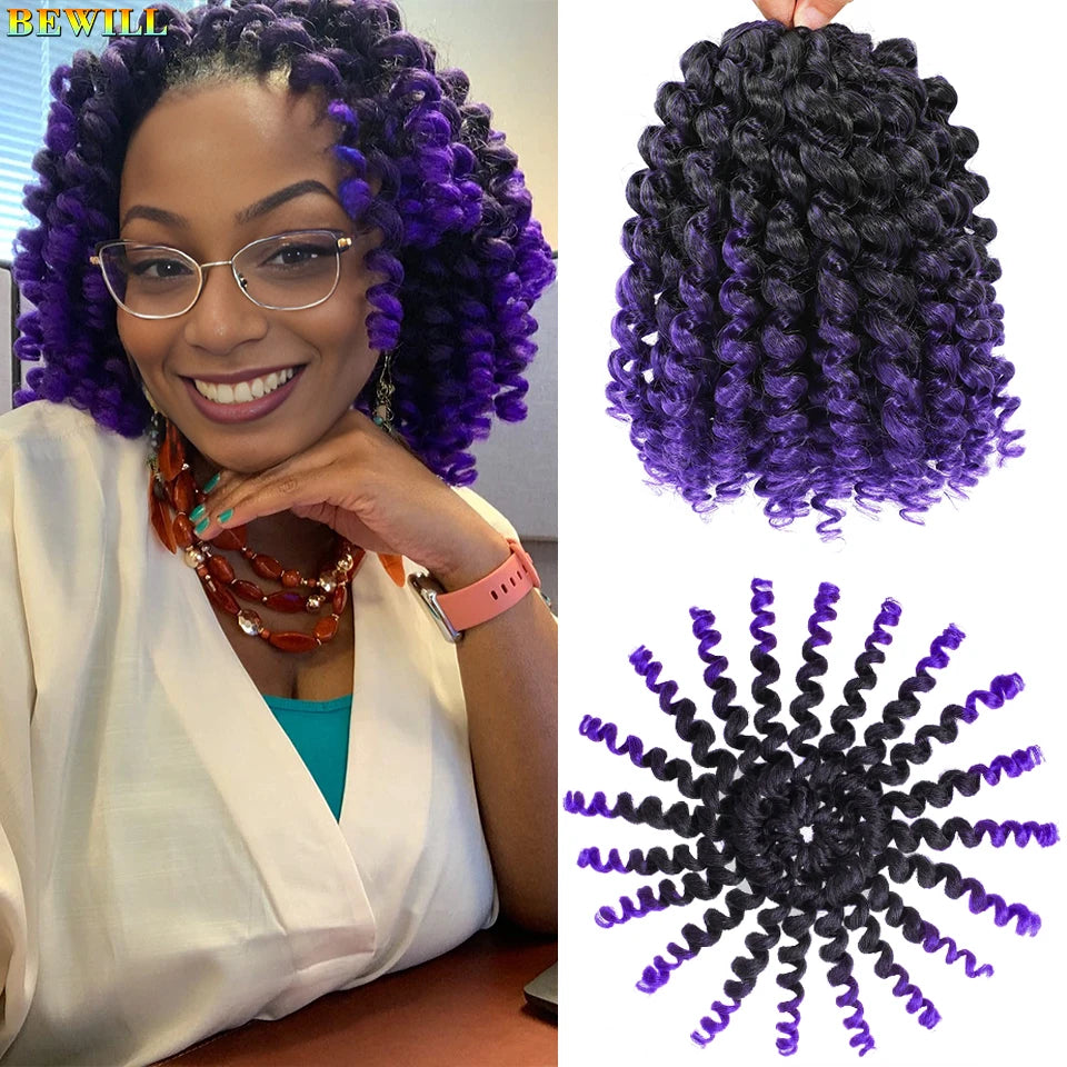 Ombre Jamaican Bounce Wand Curl Crochet Hair 8 inch Short Synthetic Wand Curly Crochet Braids Hair