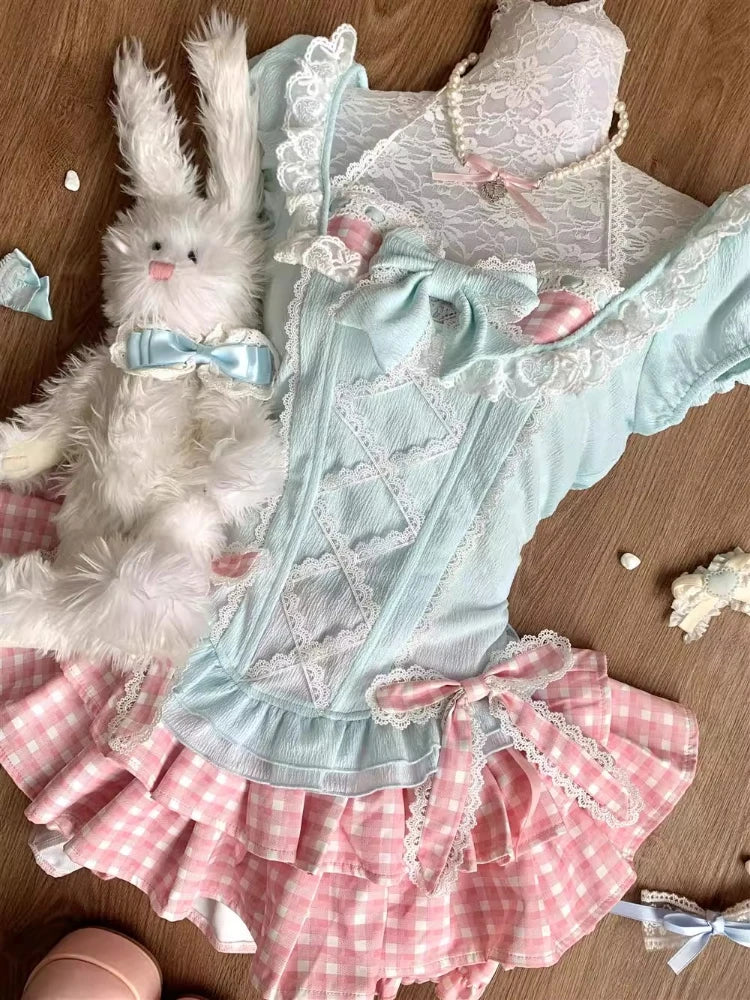 Sweet Preppy Style Women 2 Piece Set