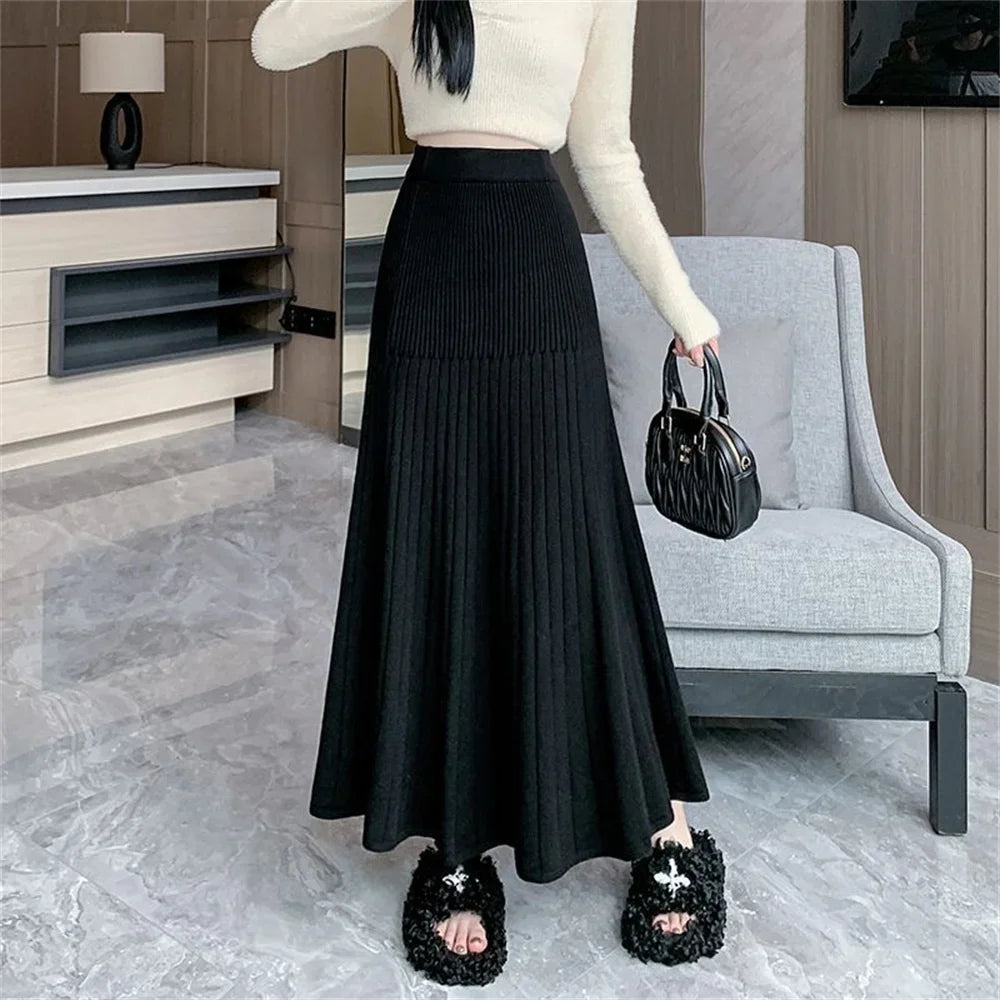 Elastic High-waisted Slim A Line Skirt