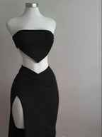 Conjunto de Falda Larga y Top Corto sin Tirantes y sin Espalda
