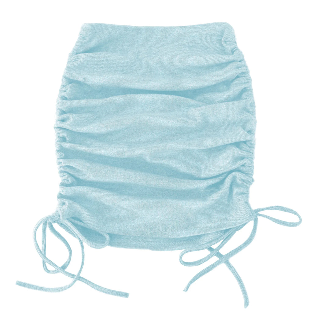 Faldas de Verano para Mujer con Cordones 2022 Hilo de Punto Lateral con Cordón Elástico Corrugado Sexy Cadera Ajustable Casual WSL4321