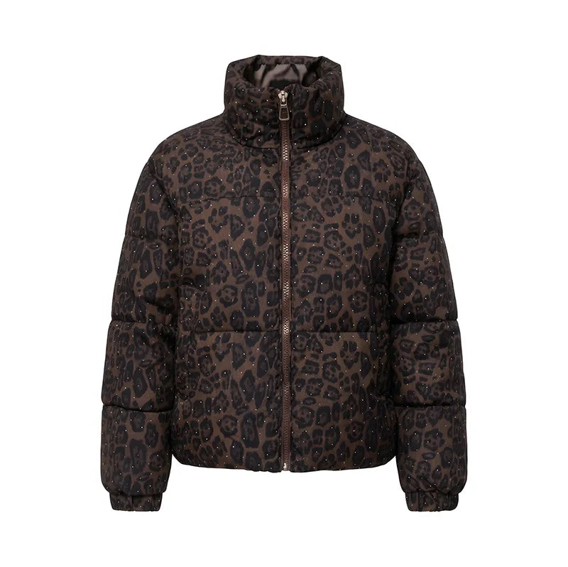 Leopard Print Hooded Cotton Padded Jacket