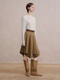 DUSHU Falda irregular línea A 2025 Invierno Falda mujer vintage estilo americano a cuadros ropa de calle casual de largo medio Y2k