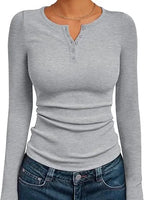 Long Sleeve Slim Fit Henry Collar T-Shirt