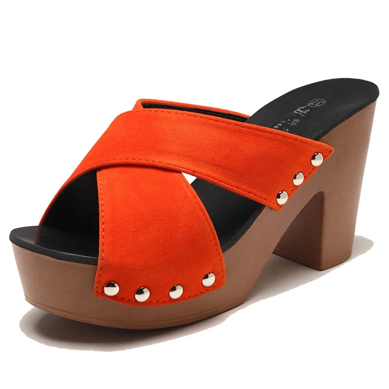 Square High Heel Platform Sandals