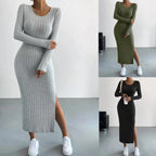 V Neck Long Sleeve Asymmetrical Bodycon Dress
