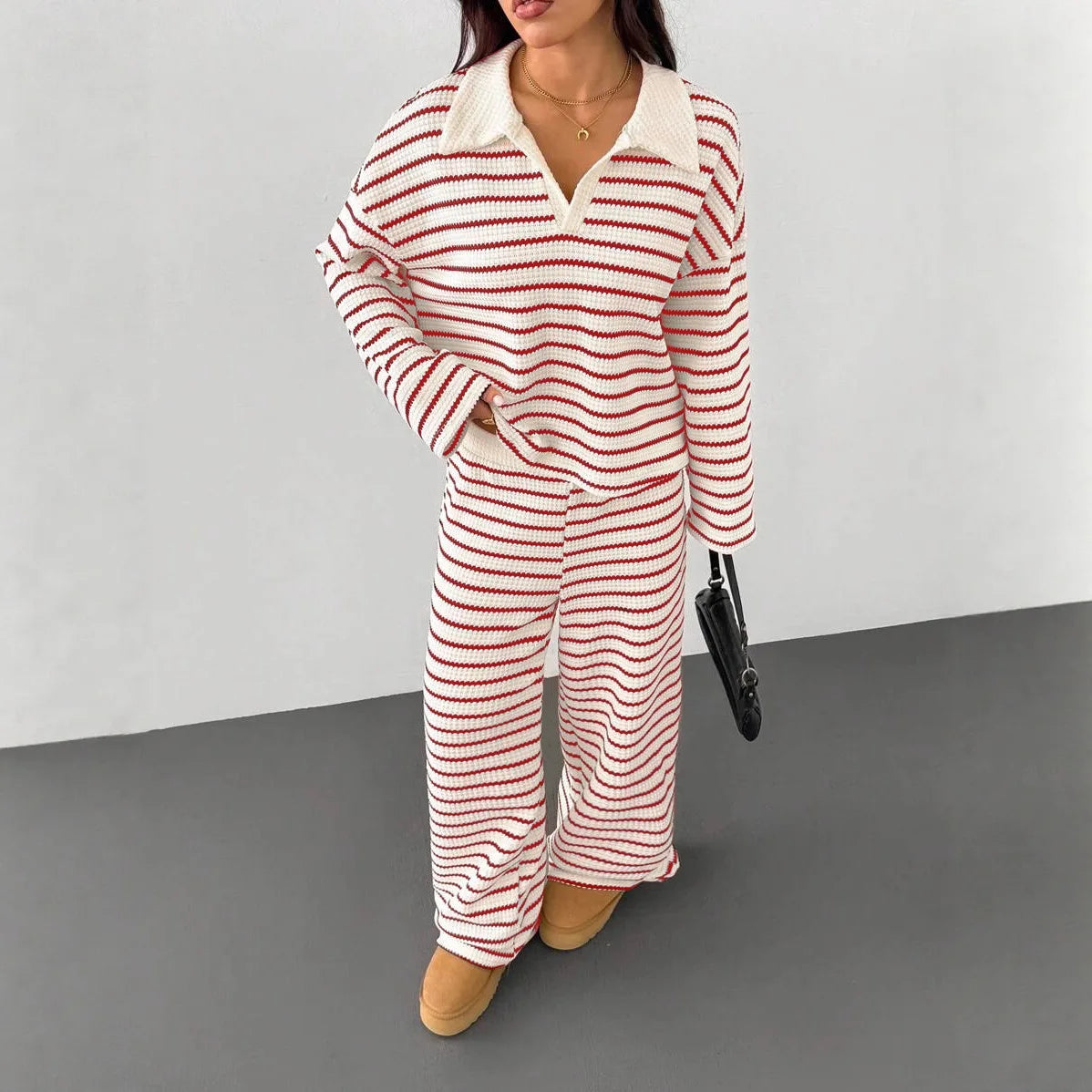 Casual Loose Striped Pants Set