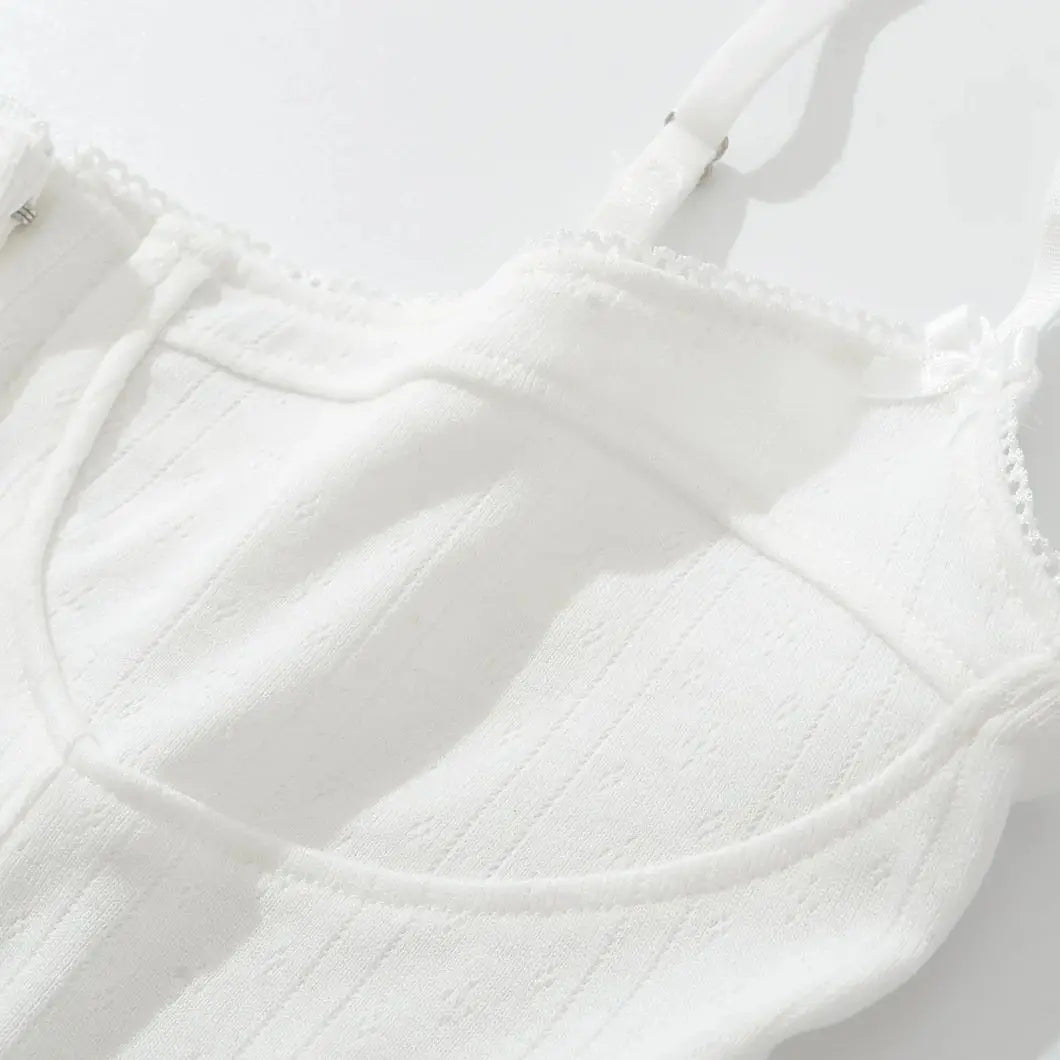 Sexy V Neck White Knitted Hollow Out Hole Hook Buttons Tank Top