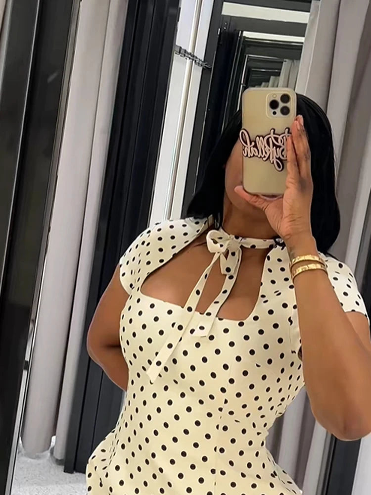 Lace-up Polka Dot Mini Dress