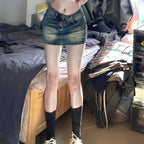Faded Denim Mini Skirt