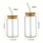 Can-Shaped Glass Cup with Lid & Straw