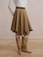 DUSHU Falda irregular línea A 2025 Invierno Falda mujer vintage estilo americano a cuadros ropa de calle casual de largo medio Y2k