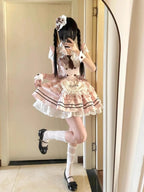Conjunto de Corsé de Encaje y Falda Abullonada