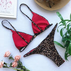 Bikini push-up con vendaje y estampado de leopardo