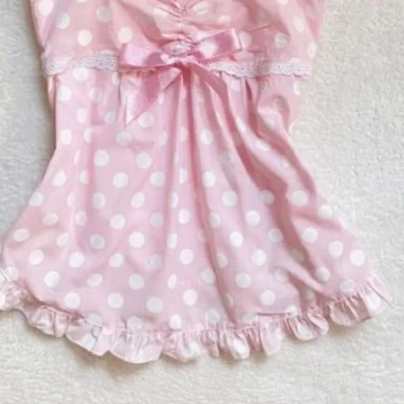 Polka Dot Lace Patchwork Crop Tank Top