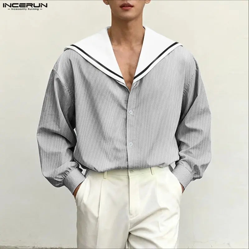 Navy Collar Long Sleeve Shirt