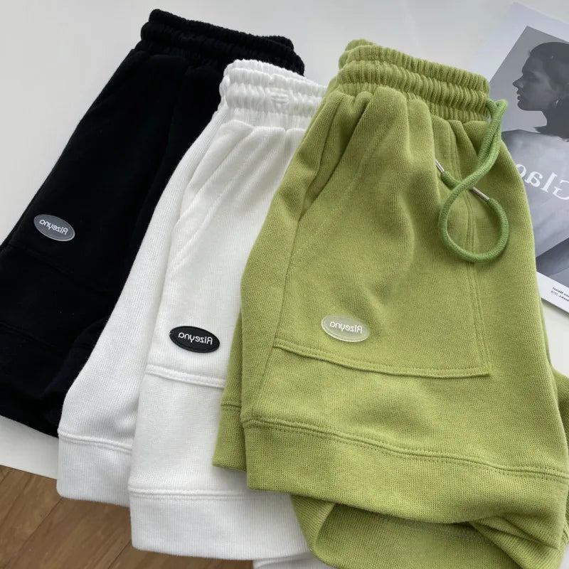 Loose wide-legged drawstring A Shorts