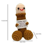Mini Funny Positive Highland Cow, Knitted Wool Cow Toy with Positive Card