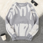 Irregular Jacquard Pattern Pullover Sweater