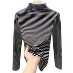 Stripe Long Sleeve Turtleneck Shirt