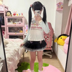Camiseta de manga larga japonesa con estampado de dibujos animados Jojifuku para hija, camiseta nueva dulce de otoño para niña, camisetas interiores lindas con estética Y2k