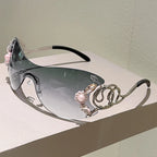 Rimless Sunglasses with Rhinestones
