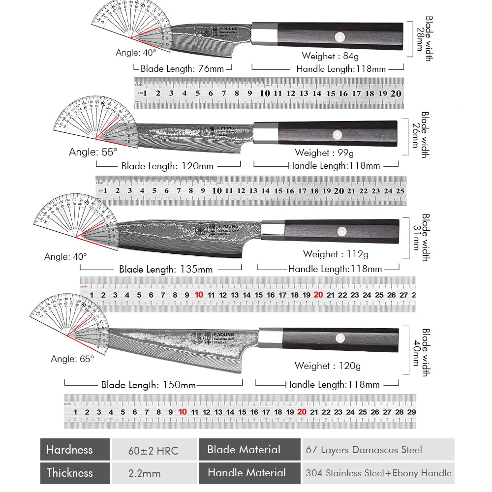 Damascus Steel Professional Kitchen Knives
