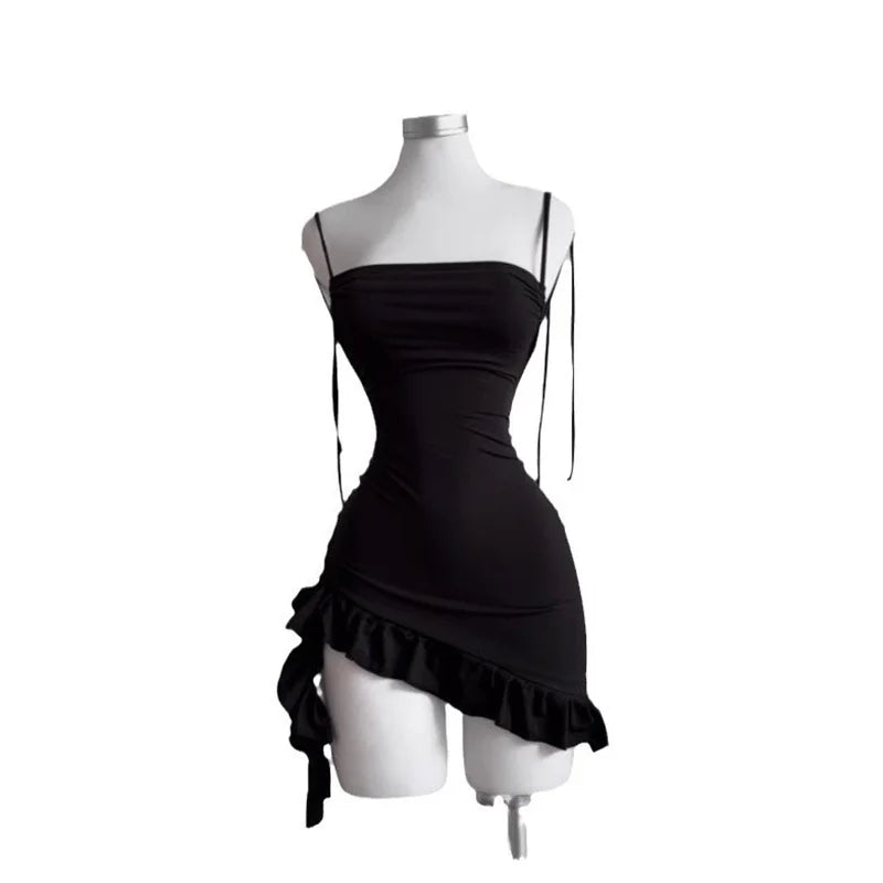 Sleeveless Backless Ruffles Mini Dress