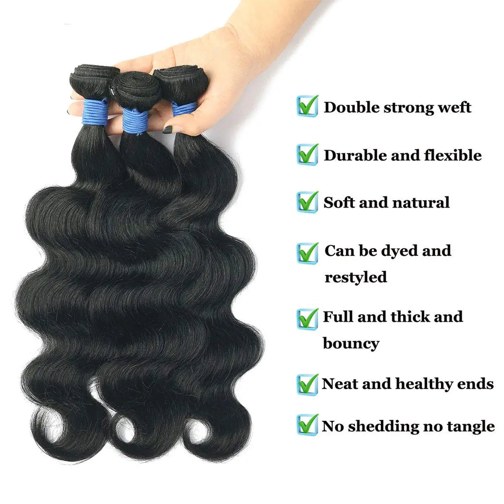 38 40 Inch Body Wave 1 3 4 Bundles Brazilian Remy Unprocessed Human Hair Wavy Doule Drawn Bundles Weave Extensions