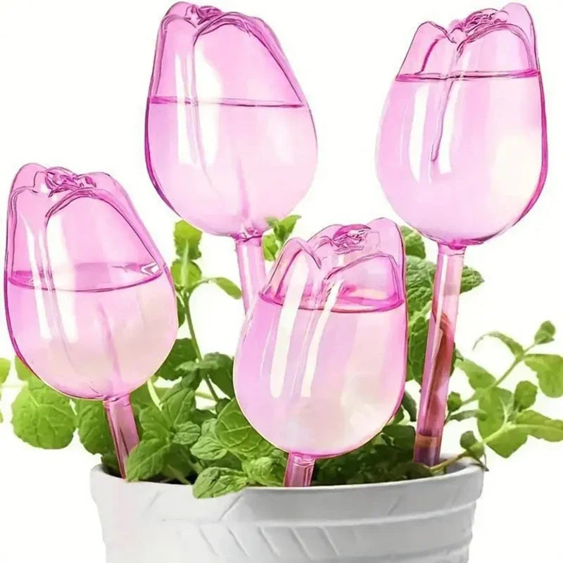 1/3/6/12pcs Automatic Plant Watering Tulip Shape Flower Plant Water Dripper