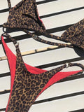 Bikini push-up con vendaje y estampado de leopardo