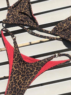 Bikini push-up con vendaje y estampado de leopardo
