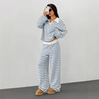 Casual Loose Striped Pants Set