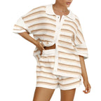 Hollow Striped Knitted 2 Pieces Set