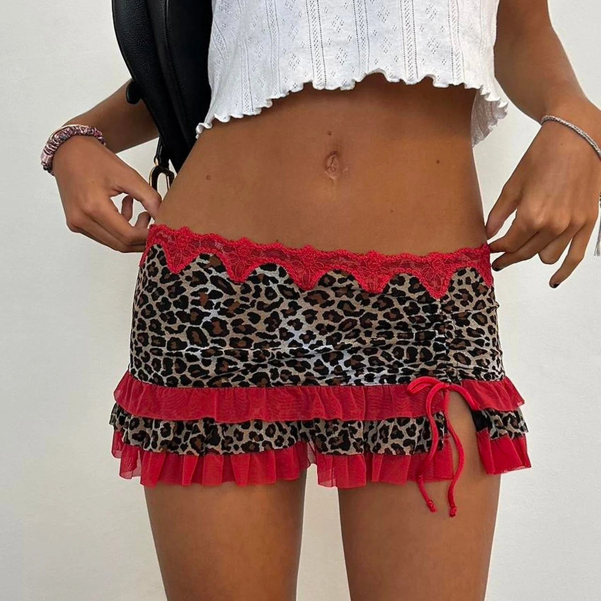 Leopard Print Tiered Mini Skirt