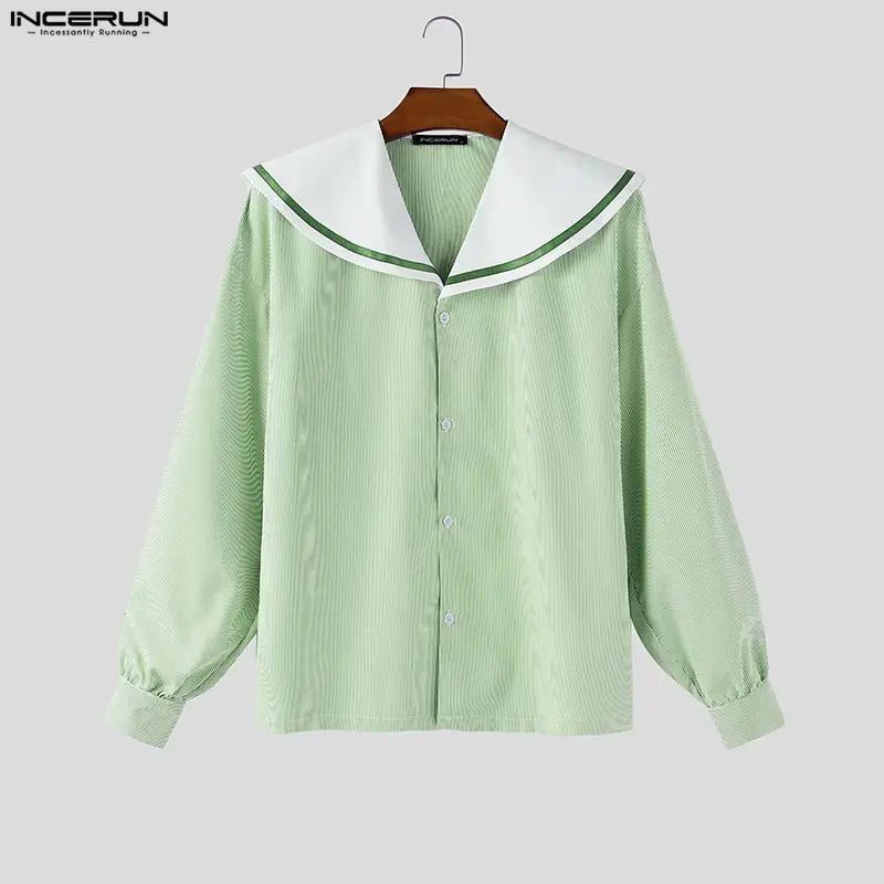 Navy Collar Long Sleeve Shirt