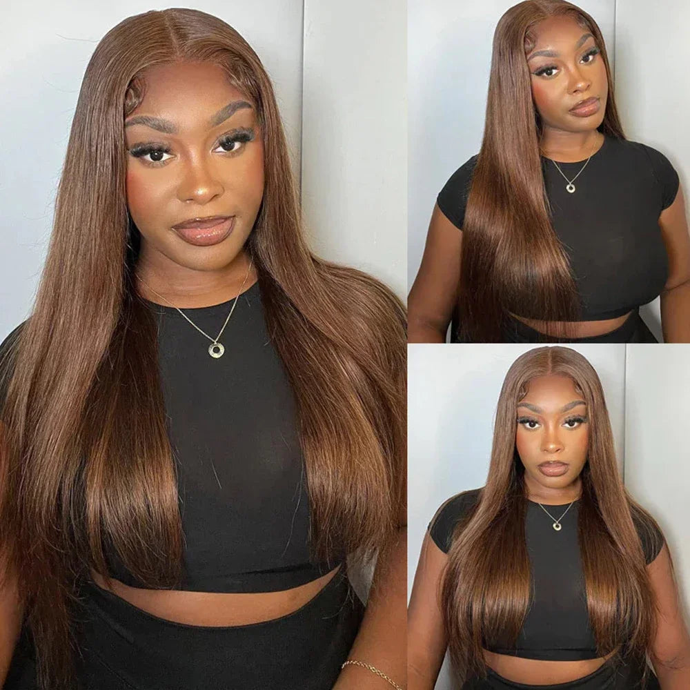 40 Inches Chocolate Brown Straight Lace Frontal Wig