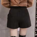 Pantalones cortos de felpa de talle alto elásticos
