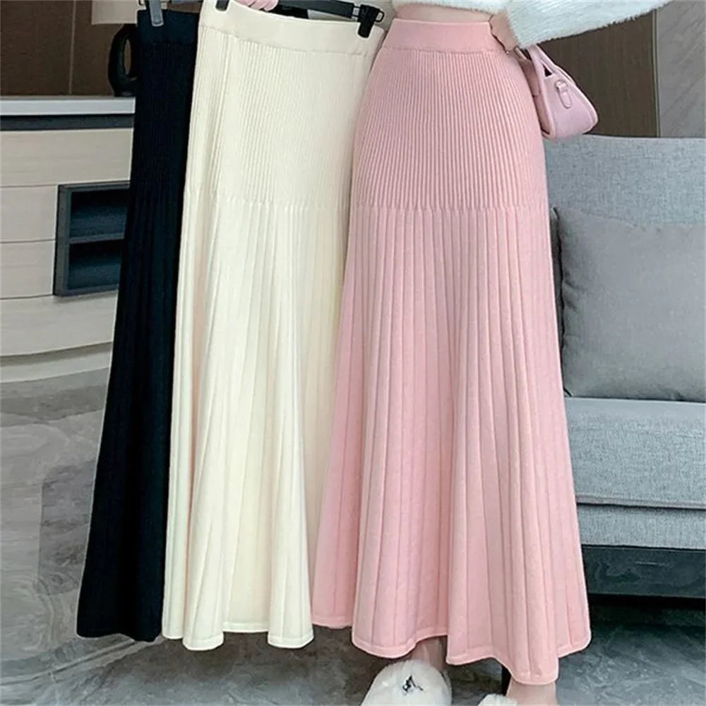 Elastic High-waisted Slim A Line Skirt