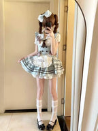Conjunto de Corsé de Encaje y Falda Abullonada