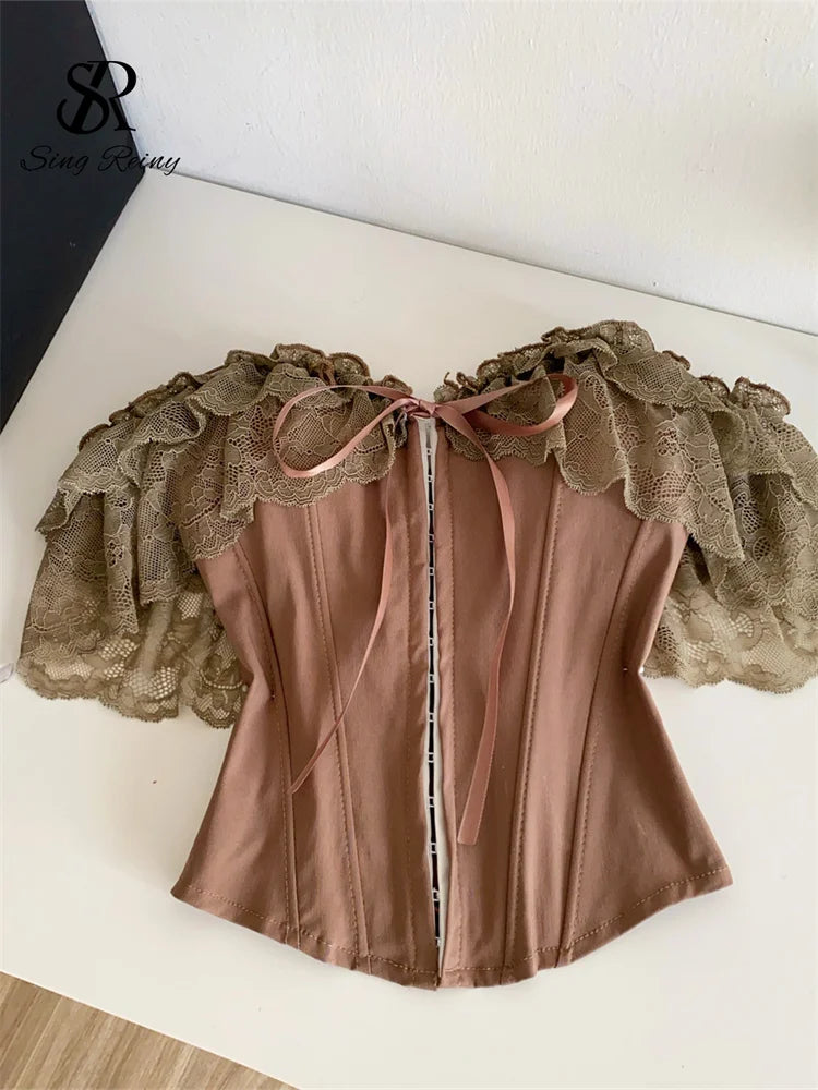 Lace Corset Off Shoulder Top