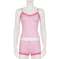 Lace Trim Cami Tank Tops + Micro Shorts Set