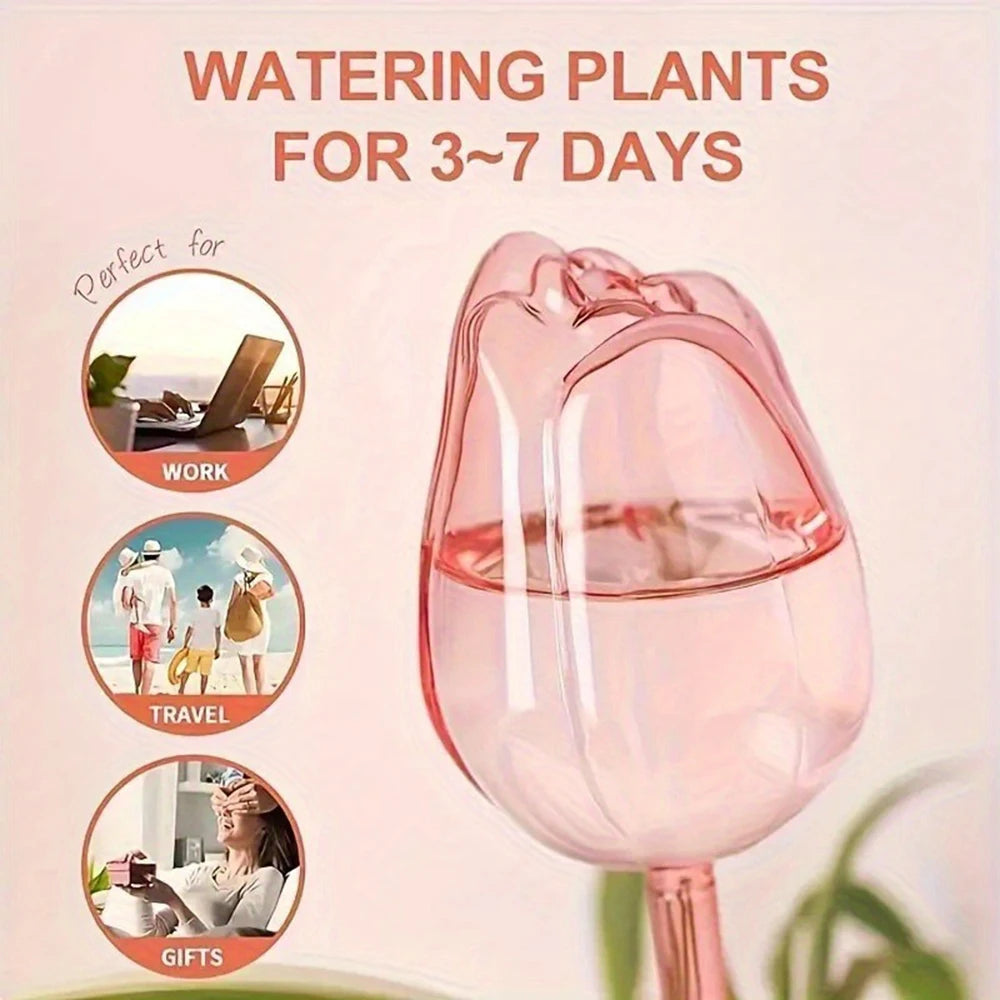1/3/6/12pcs Automatic Plant Watering Tulip Shape Flower Plant Water Dripper