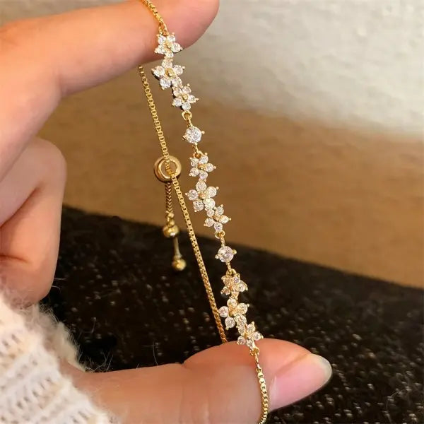 Sparkling Cherry Blossoms Butterfly Bracelet