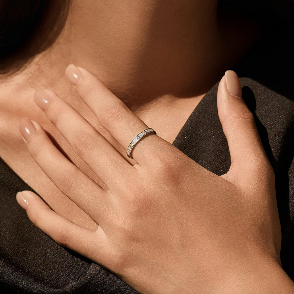 Rectangle Moissanite Stackable Ring