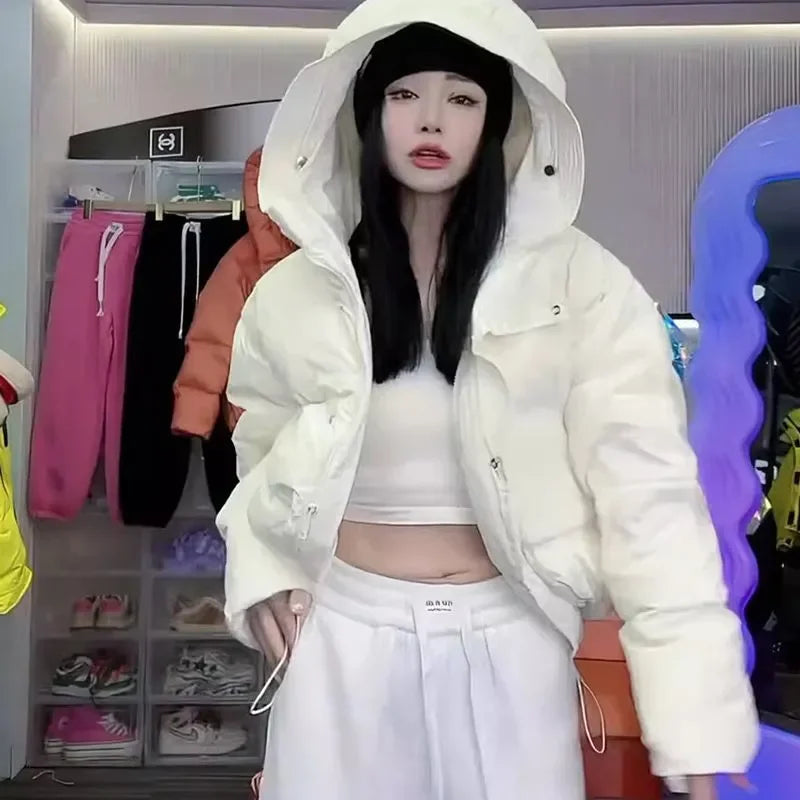 Abrigo de Invierno Elegante de Algodón, Chaquetas Cortas de Mujer, Parkas Cálidas de Diseño, Chaqueta Acolchada, Lazo, Ropa de Calle, Chaqueta de Frío, Ropa de Invierno