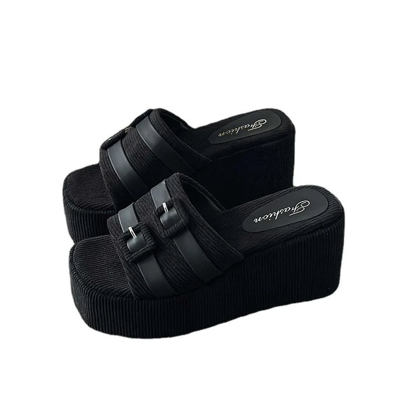 Square Head Platform Slippers