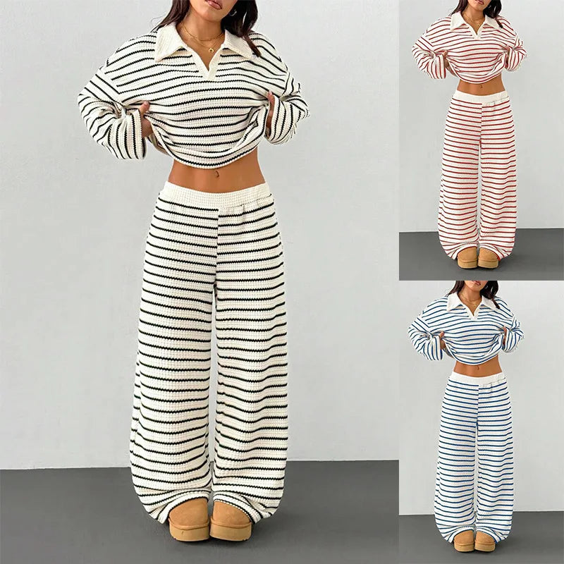 Casual Loose Striped Pants Set